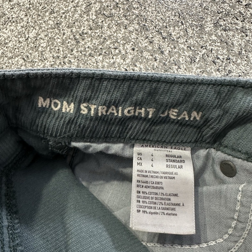 American Eagle Corduroy Jeans Womens 4 26x27 Straight Mom Jean Green High Rise - Picture 6 of 8